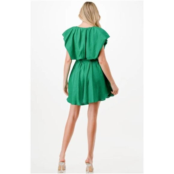 The Clothing Company Womens Ruffle Detail Short Dress Green Size Large - Picture 3 of 8